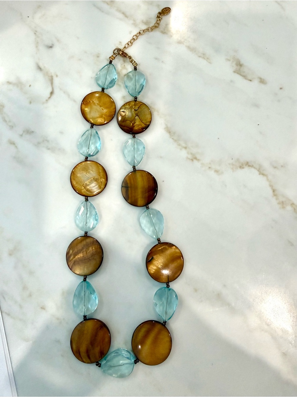 Coastal Brown and Aqua Bead Necklace - Women's Jewelry